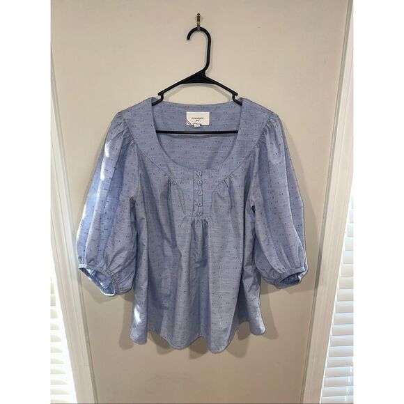 NWOT Pomander Place Chambray Inara Blouse Tuckernuck XL - Picture 2 of 7